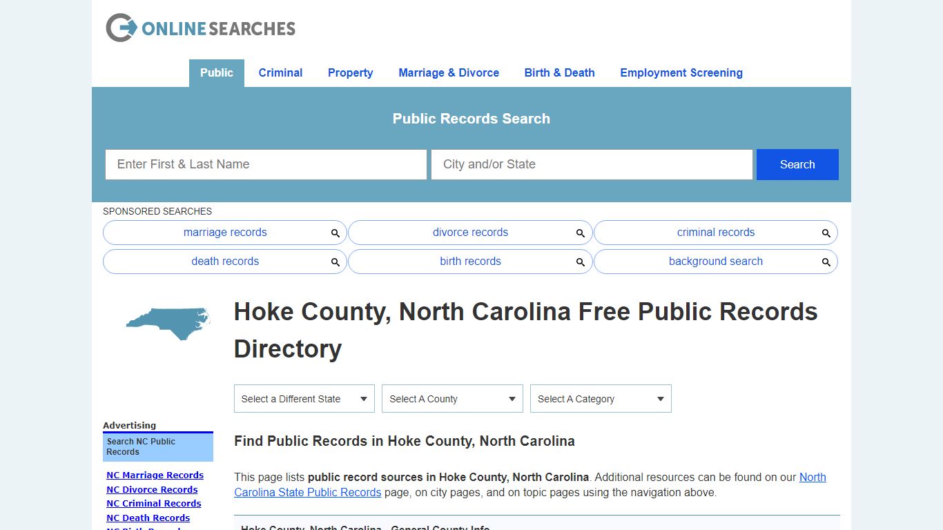 Hoke County, North Carolina Public Records Directory